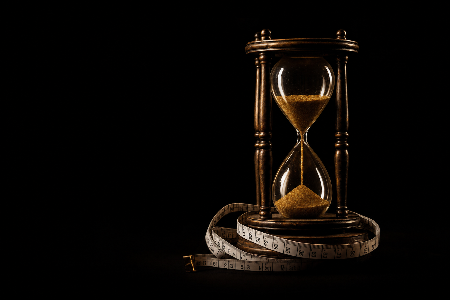Hourglass with measuring tape — time, patience, and transformation — The Diet Rebel
