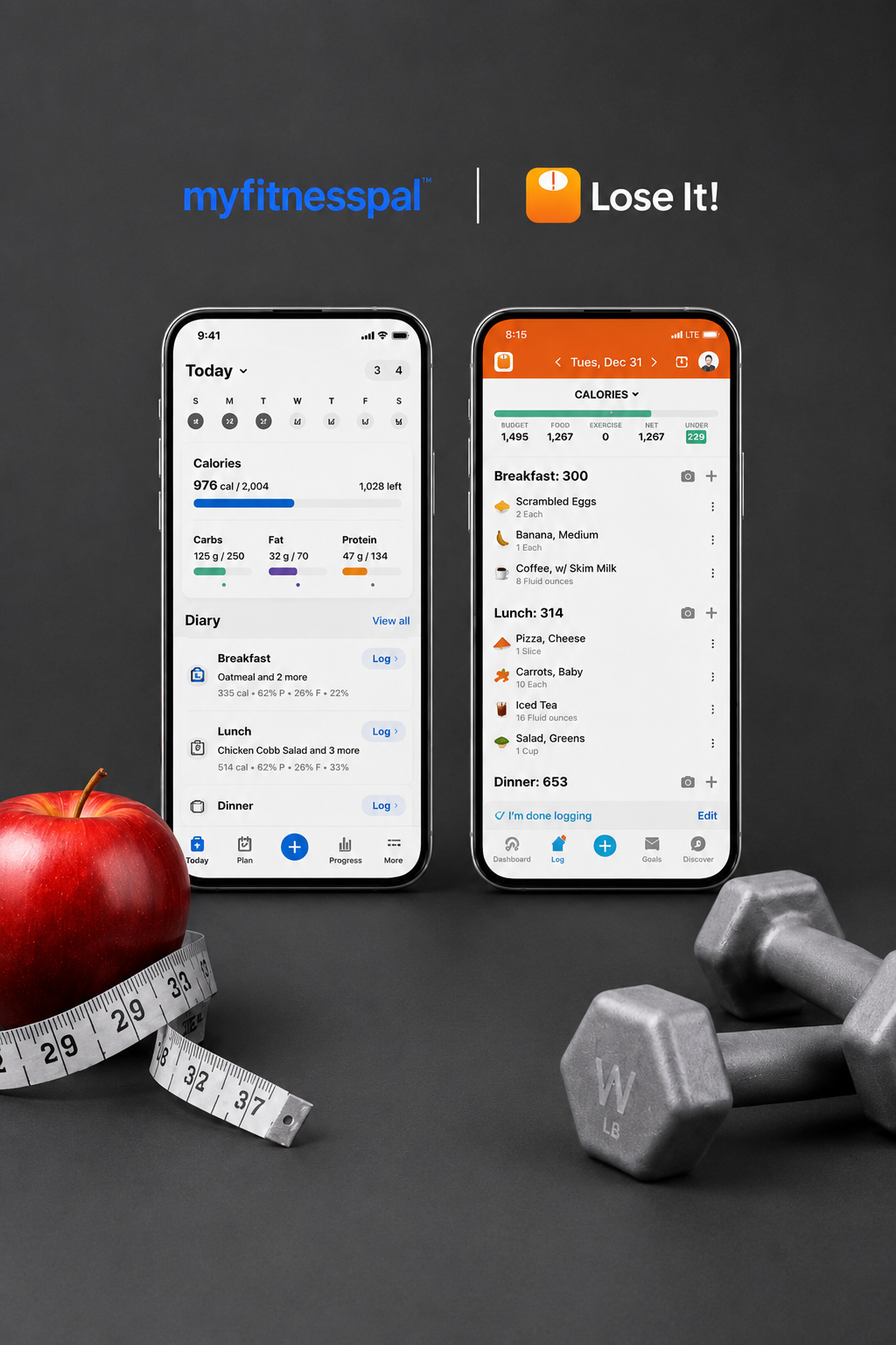 MyFitnessPal and Lose It! tracking apps